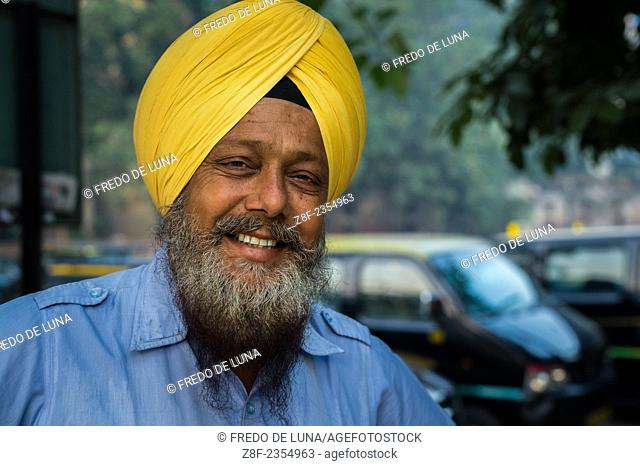 Taxi driver in New Dehli street