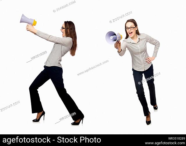 Woman in business concept isolated on white