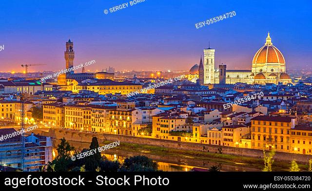 View on Florence at night, Italy