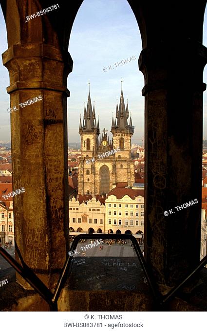 Prague, Old Town Square, Staromestske namesti, Teyn church, Czech Republic, Prague
