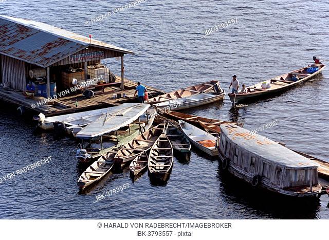 Typical floating house for the Amazon, Tefe, Amazonas Province, Brazil