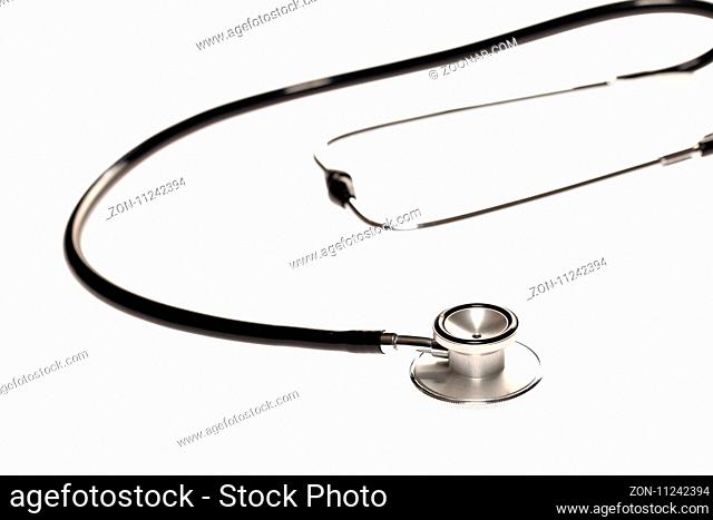 Close up view of stethoscope isolated on a white background