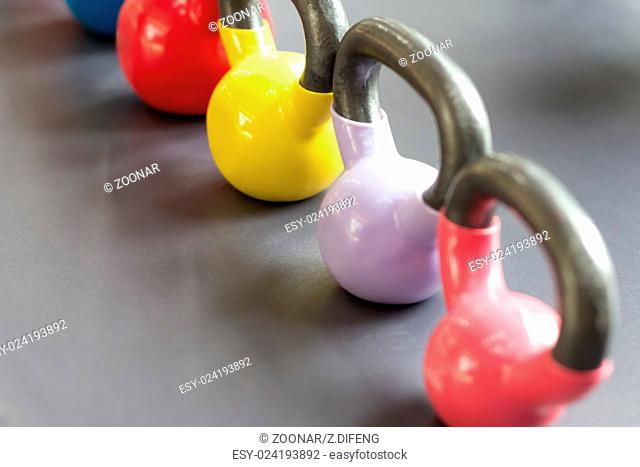 colorful kettle bell on table