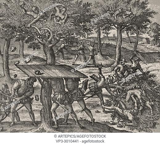 Theodor de Bry - Conquistadors killing Indians natives