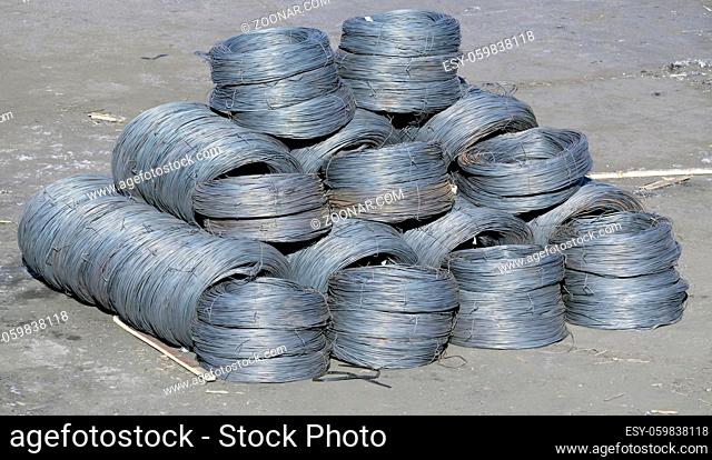 iron wires warehousing at the port for loading on a vessel