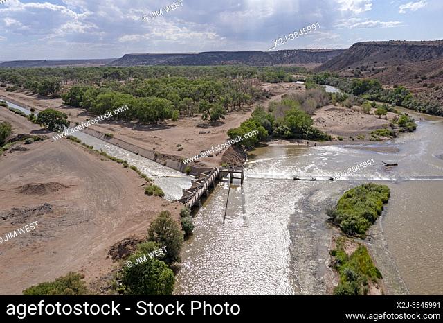 Algodones, New Mexico - The Angostura Diversion dam sends water from the Rio Grande into irrigation canals. Much of the state is experiencing extreme drought