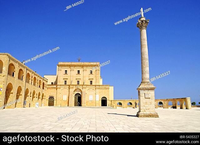 Marian Column, Monument, Basilica De Finibus Terrae, Basilica, Santa Maria di Leuca, Leuca, Province of Lecce, Puglia, Italy, Europe