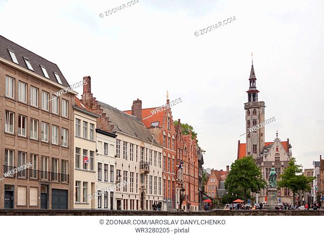 Market square in the Historic Centre of Bruges, Belgium. part of the UNESCO World Heritage site