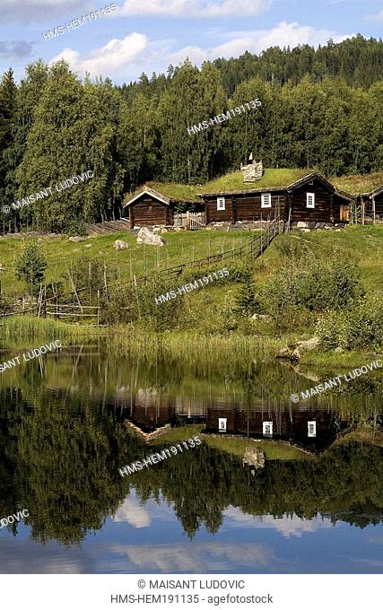 Norway, Oppland County, Lillehammer, Maihaugen Open-air Museum, Oygarden farm from Skjak