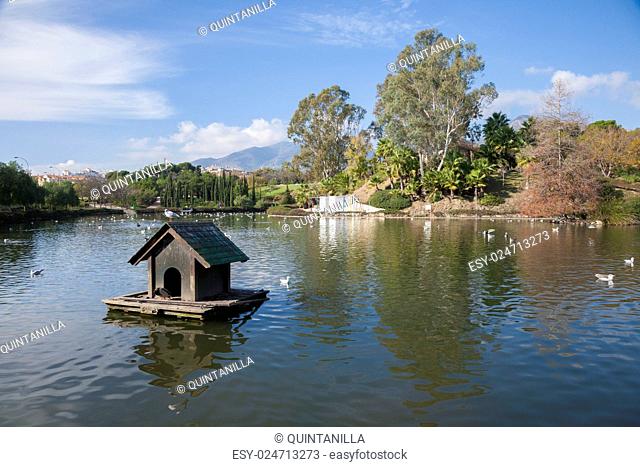 lake and park named La Paloma Pigeon in Benalmadena Malaga Spain