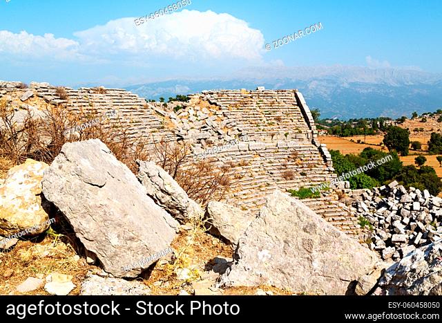 the  hill in asia turkey selge old architecture ruins and nature