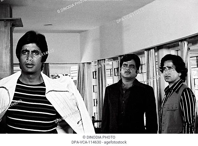 South Asian Indian Bollywood actors Amitabh Bachchan Shashi Kapoor and Shatrughan sinha in film Shaan , India NO MR