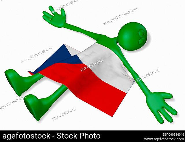 tote cartoonfigur und flagge der tschechischen republik - 3d rendering