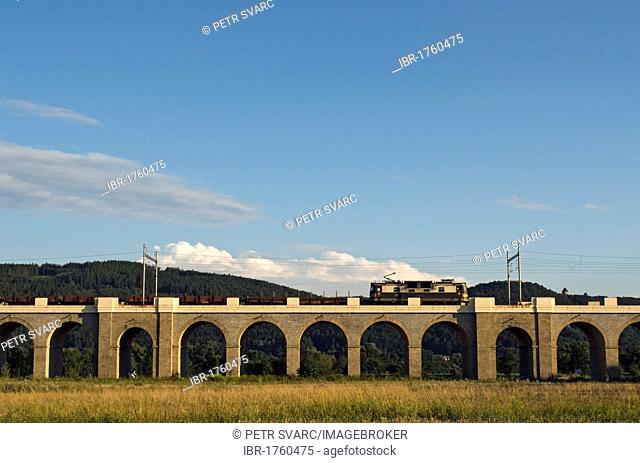 Jezernice Railroad Viaduct, 343 meters long railway bridge with 41 stone arches, completed in 1842, Emperor Ferdinand Northern Railway, Olomouc Region
