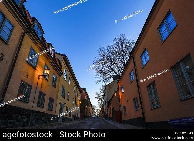 Stockholm, Sweden The quaint cobblestoned Yttersta Tvargrand street, on Sodermalm