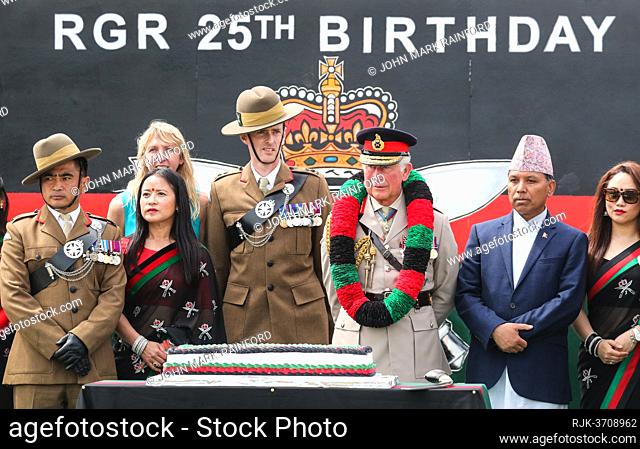 Prince Charles, Colonel-in-Chief of the Royal Gurkha Rifles, attends their 25th birthday celebrations at Sir John Moores Barracks in Folkstone