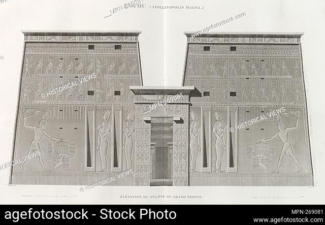 Edfou [Idfû] (Apollinopolis Magna). Élévation du pylône du Grand Temple. Jomard, M. (Edme-François), 1777-1862 (Editor). Description de l'Égypte : ou