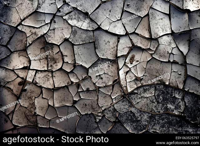 Shiny cracked metal background texture created with generative AI technology