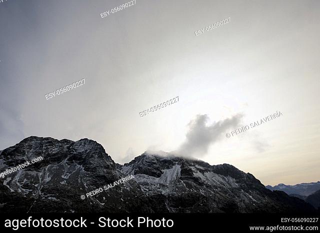 Peak in the Pyrenees, Tena Valley, Huesca Province, Aragon in Spain