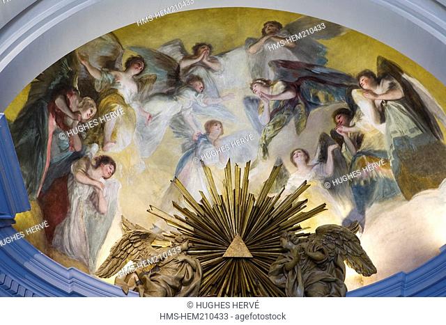 Spain, Madrid, San Antonio de la Florida church, ceiling painted by Goya