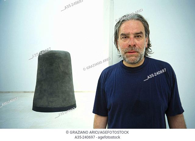 Thierry de Cordier with one of his works. 47th Venice Biennale, 1997