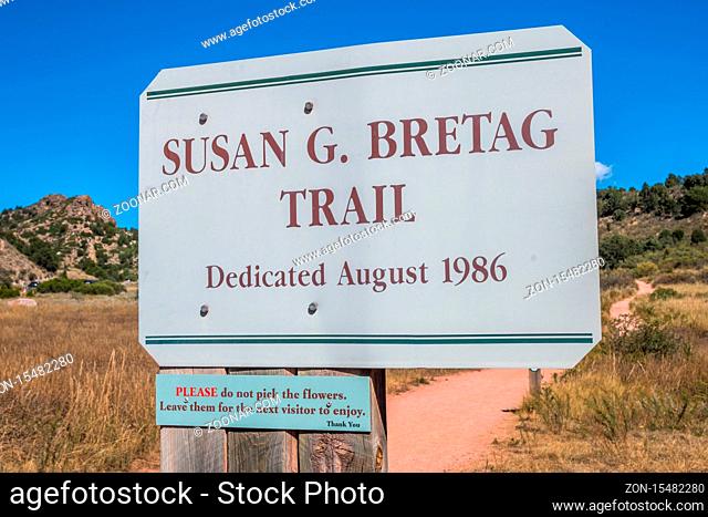 Colorado Springs, CO, USA - Sept 29, 2019: The Susan G. Mountain Trail