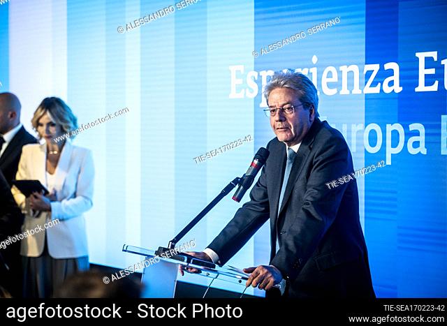 Paolo Gentiloni during inauguration of the European Experience interactive space dedicated to David Sassoli February 17, 2022 in Rome, Italy