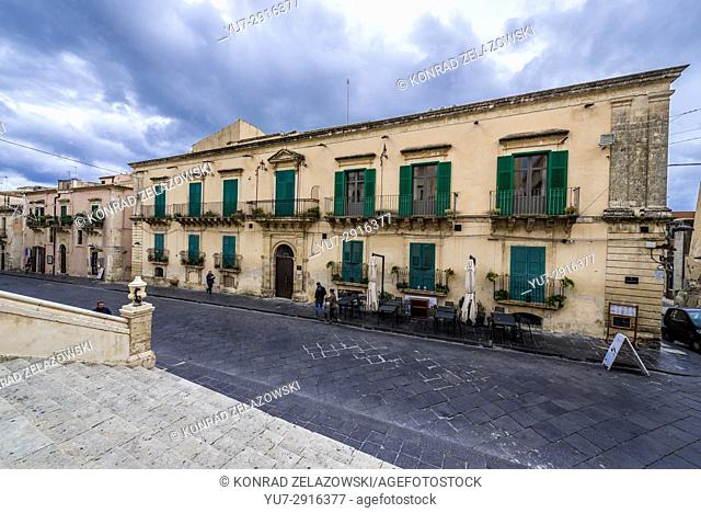 Corso Vittorio Emanuele, main street in Old Town of Noto, Province of Syracuse on Sicily Island in Italy