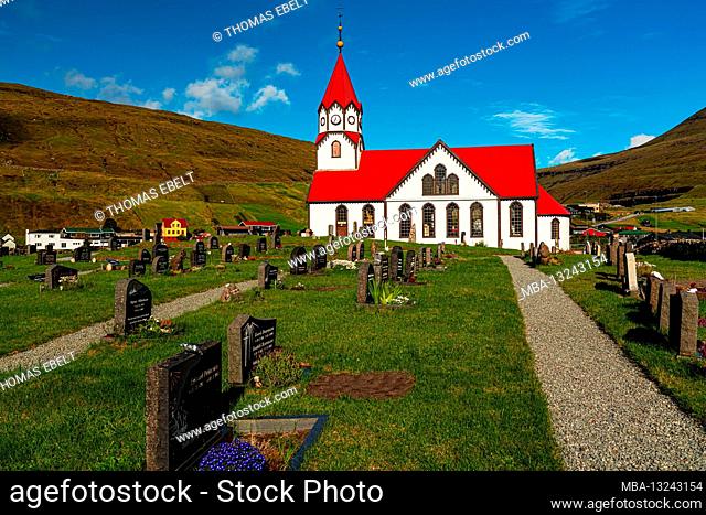 Church in Sandavágur, Vágar Island, Faroe Islands