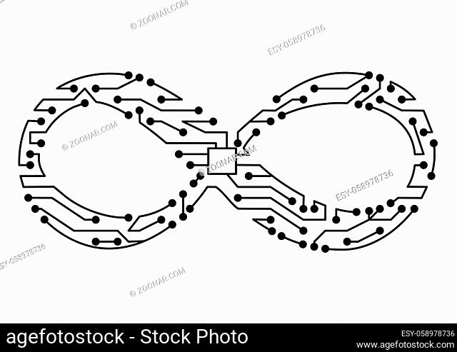 Infinity symbol created from circuit board