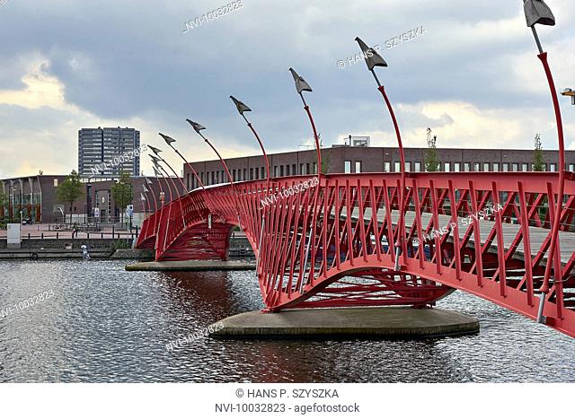 Borneo Sporenburg bridge from 1996 by the office West 8 (Adriaan Greuze), Amsterdam, North Holland, Netherlands