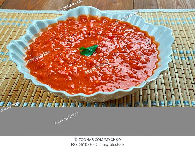 Romesco Sauce - nut and red pepper-based sauce that originated from Tarragona, Catalonia, in Northeastern Spain