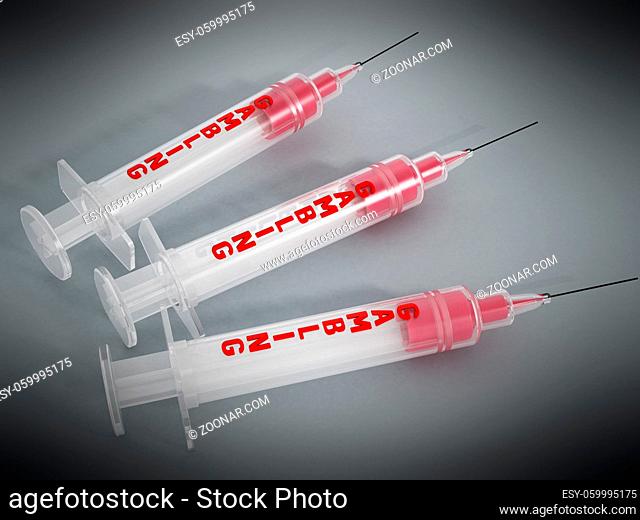 Gambling word on plastic syringes. 3D illustration
