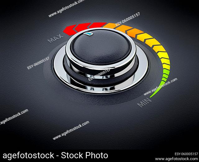 Vintage style control knob dial with text area. 3D illustration