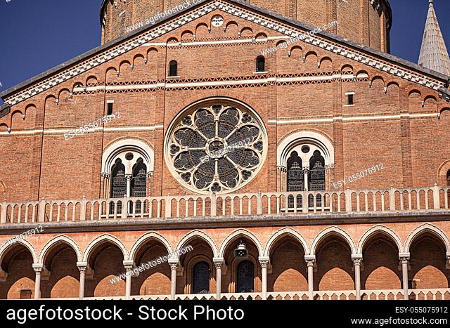 Detail of a famous St Anthony Cathedral in Padua, Italy during a sunny day under a blue sky