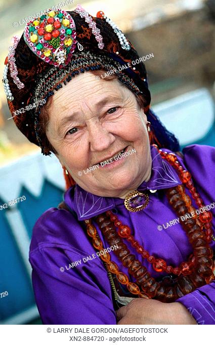 Russia. Tarbagatai. A Buryat Village or 'Old Believers'. A member of the Bilina Ladies Choir