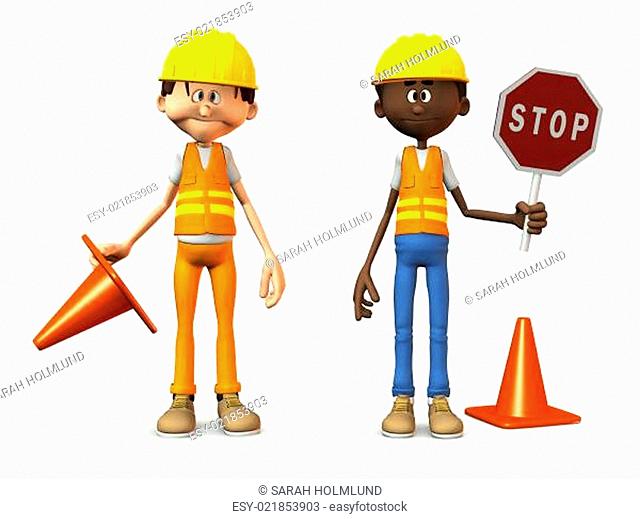 Cartoon road workers