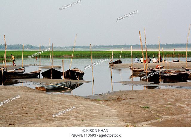 Boats at the Padma River at Bheramara Kushtia, Bangladesh April 2011