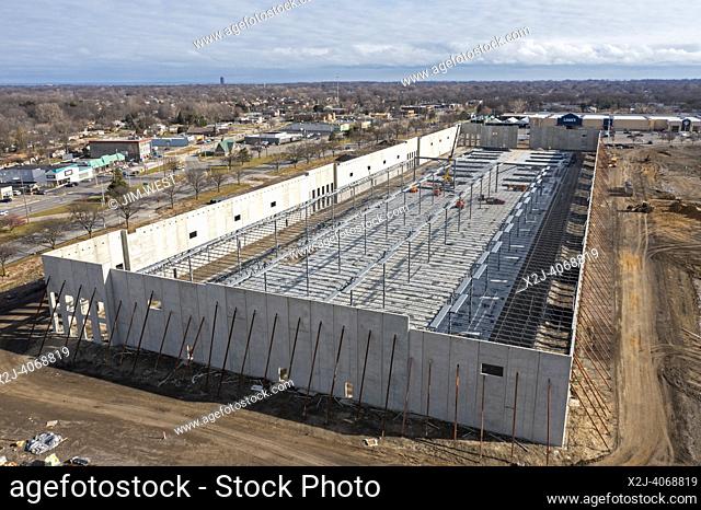 Harper Woods, Michigan - A huge e-commerce development is rising on the site of the former Eastland Shopping Center, which closed after years of decline