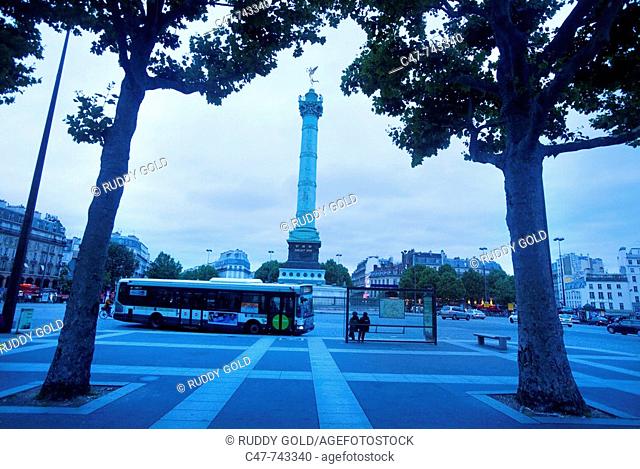 France. Paris. Place de la Bastille. The storming of the Bastille on July 14th 1789, signaled the beginning of the French Revolution