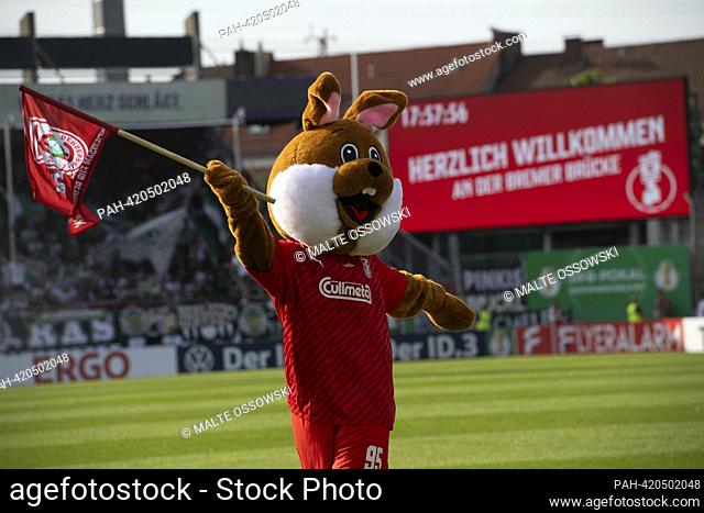 HERMANN, the mascot of TuS Bersenbrueck, football, DFB Cup, 1st main round, TuS Bersenbrueck --- Borussia Monchengladbach (MG) 0: 7 on 08/11/2023 in the stadium...