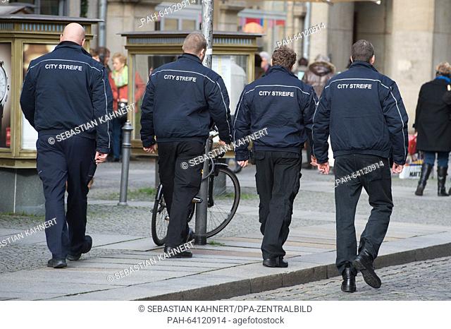 Security staff from the Dresdner City Streife (lit. Dresden city patrol) in the centre of Dresden, Germany, 1 December 20115