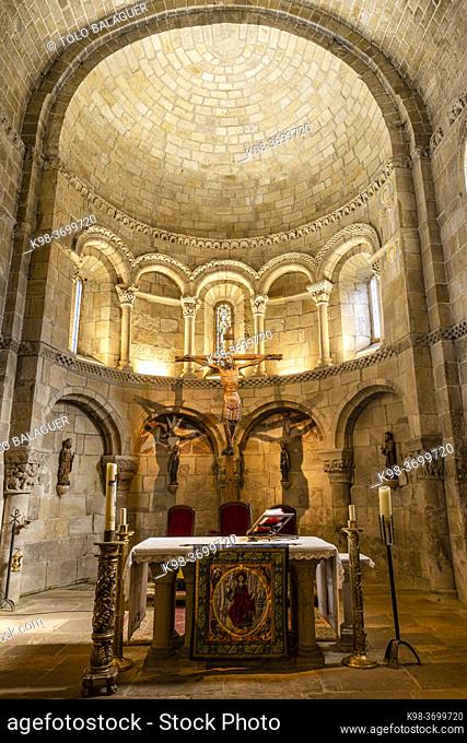 San Martín de Elines, apse and chancel with overlapping blind arches, , Valderredible region, Cantabria, Spain