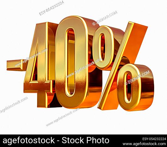 Gold Sale -40%, Gold Percent Off Discount Sign, Sale Banner Template, Special Offer -40% Off Discount Tag, Minus Forty Percent Sticker, Gold Sale Symbol