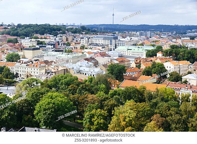 View of the old Vilnius from Gediminas Tower. Vilnius, Vilnius County, Lithuania, Baltic states, Europe