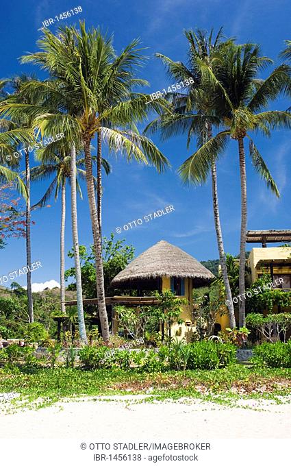 Hotel under palm trees, Phra Nang Lanta Resort, Kantiang Beach, Ko Lanta or Koh Lanta island, Krabi, Thailand, Asia
