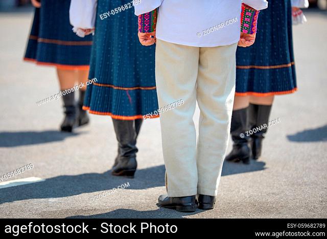 Slovakian Dancers wearing traditional clothing, performing traditional dances