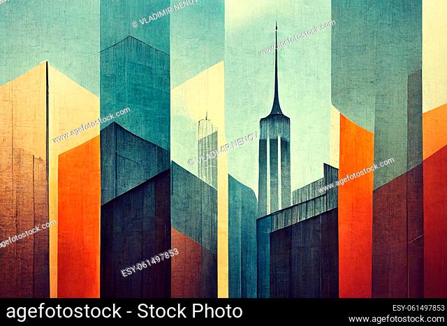Color intuitions from New York. Abstract architecture in New York City. Digital art