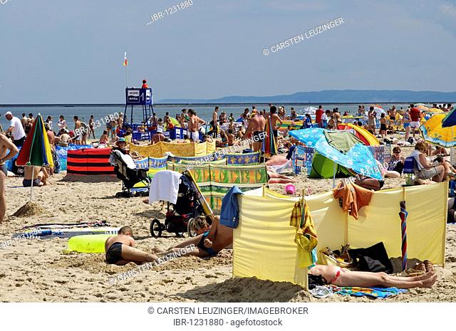 People on the beach of Swinoujscie, Usedom Island, Poland, Europe