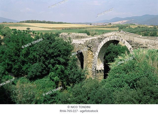 Roman bridge, Vulci, Lazio, Italy, Europe